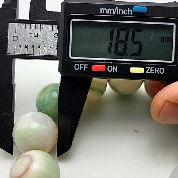 Large 18mm Green, Cream, and Red Ocean Agate Beaded Bracelet Natural Gemstone - Picture 5 of 7